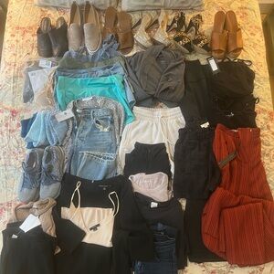 Designer/not designer clothing and shoe lot xs